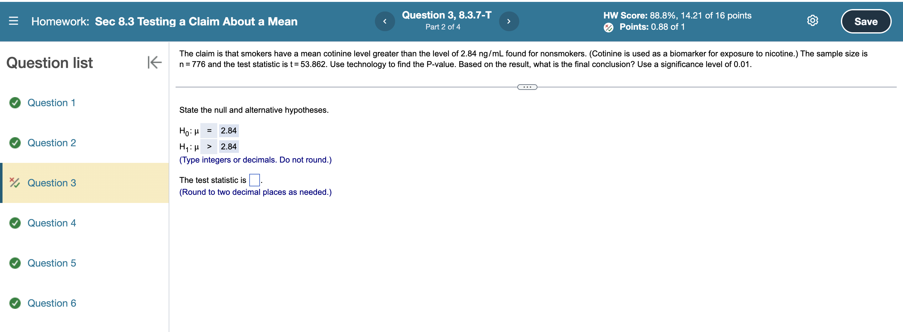 Solved The claim is that smokers have a mean cotinine level