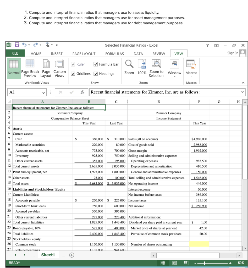 Solved 1. Compute and interpret financial ratios that | Chegg.com