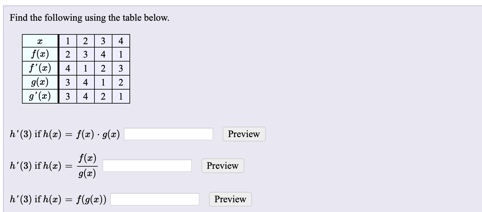 Solved Find The Following Using The Table Below 1 2 Chegg Com