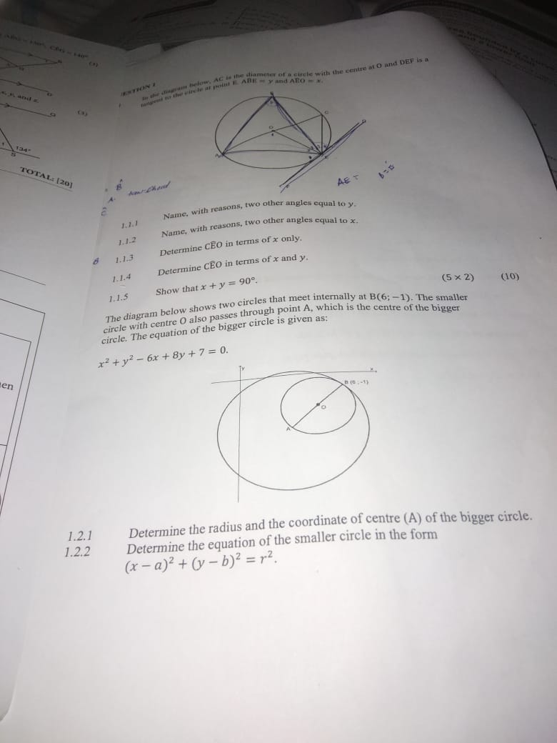 Solved 1.1.1 ﻿Name, with reasons, two other angles equal to | Chegg.com