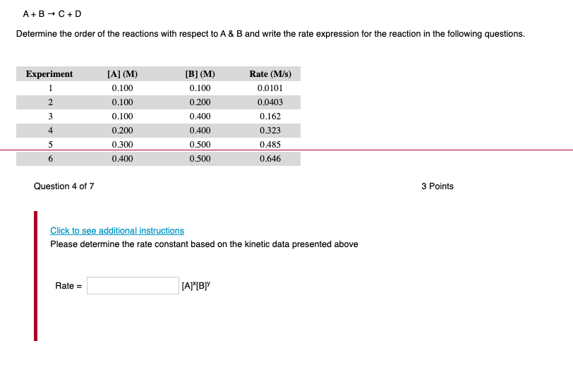 Solved A+B+C+D Determine The Order Of The Reactions With | Chegg.com