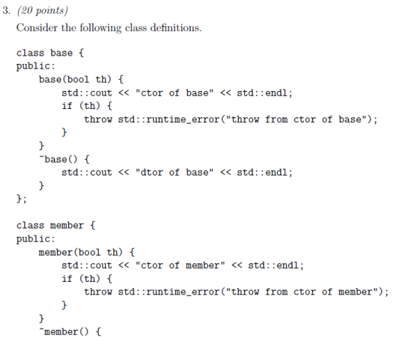 Solved 3. (20 points) Consider the following class | Chegg.com