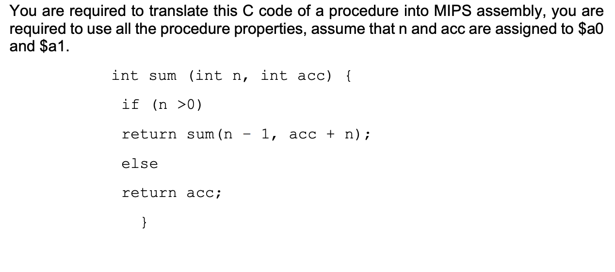 Solved You are required to translate this C code of a | Chegg.com