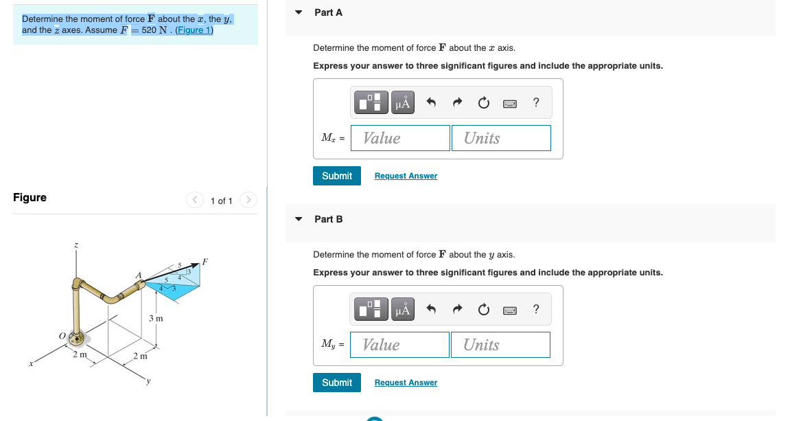 Solved Determine the moment of force F about the y axis. | Chegg.com