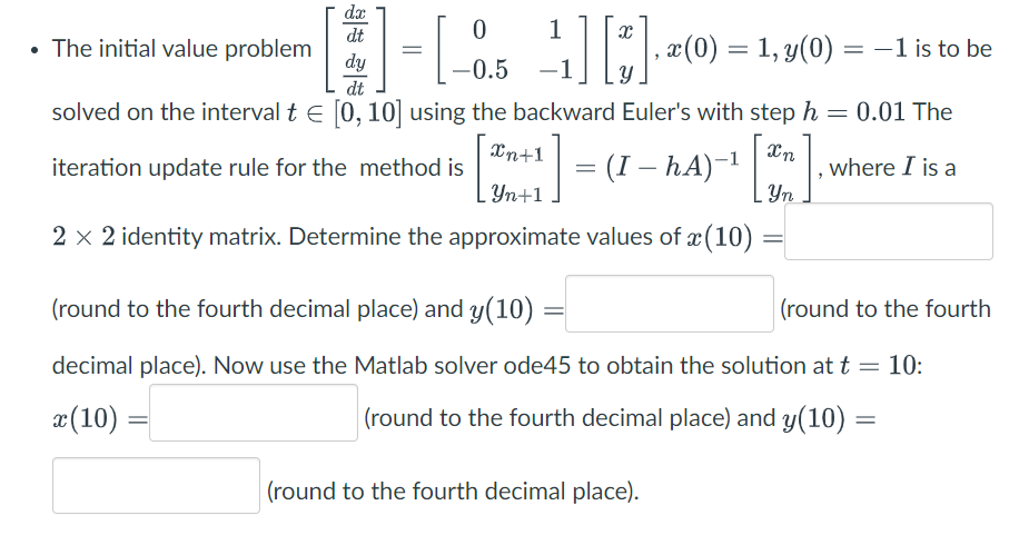 Solved - The initial value problem | Chegg.com