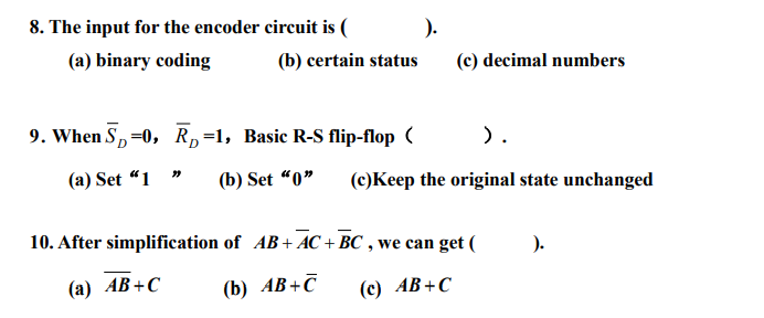Solved 8. The input for the encoder circuit is ( ). (a) | Chegg.com