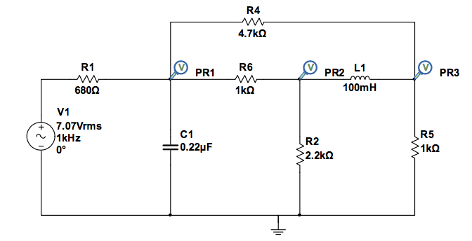 Solved R4 4.7k R1 R6 PR1 PR2 L1 PR3 1kΩ 100mH 6800 V1 | Chegg.com