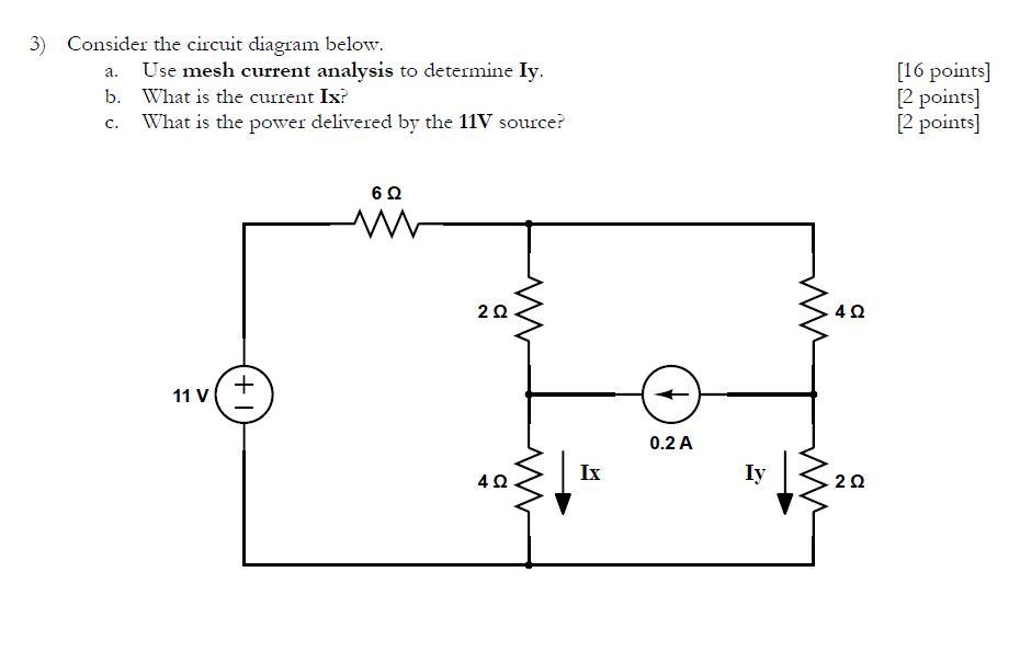 Solved a. 3) Consider the circuit diagram below. Use mesh | Chegg.com