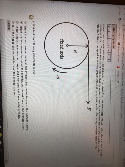 Solved Chtt Apps Rotating Cylinder A small, solid its center | Chegg.com