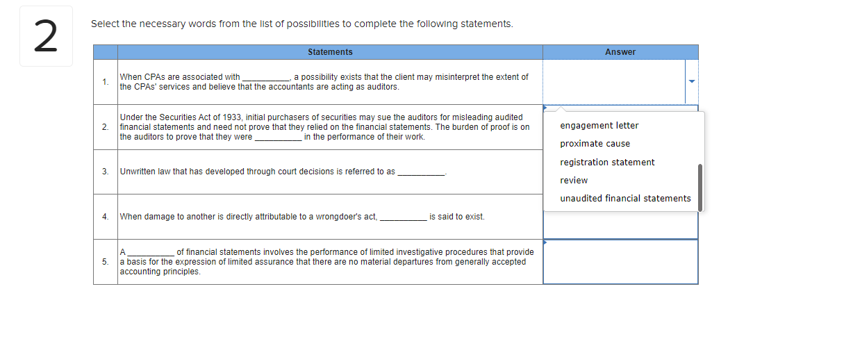 Solved Select the necessary words from the list of | Chegg.com