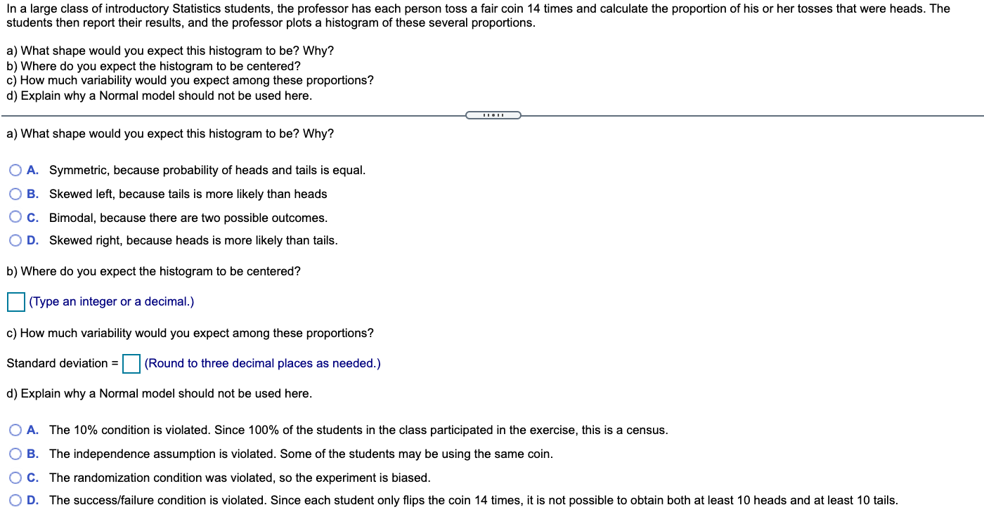 Solved In a large class of introductory Statistics students, | Chegg.com