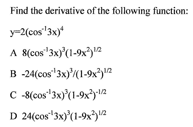 find the derivative of cos 2 x 3