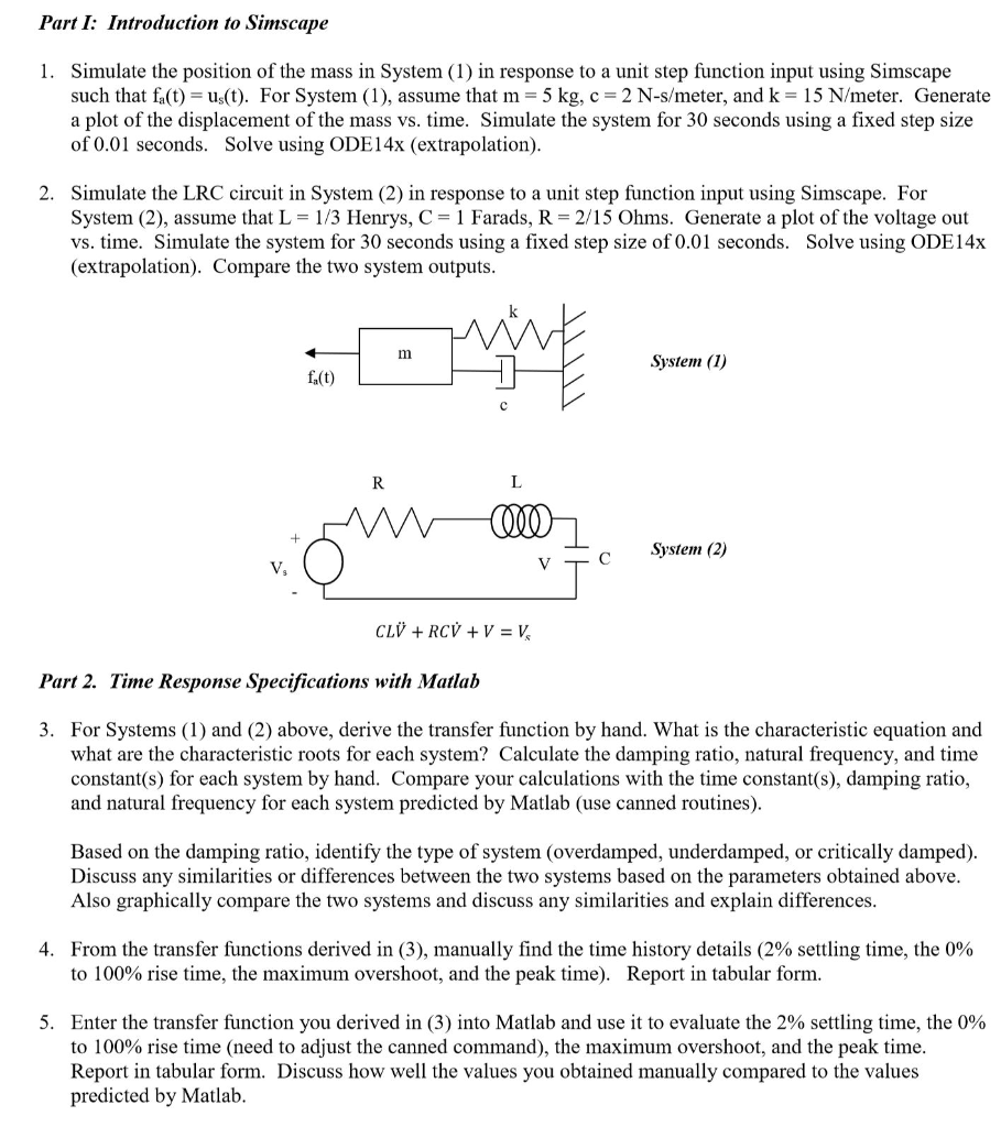 Part 1 Introduction To Simscape 1 Simulate The P Chegg Com