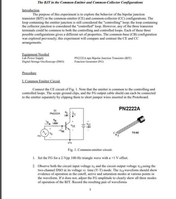 The BJT in the CommonEmitter and CommonCollector