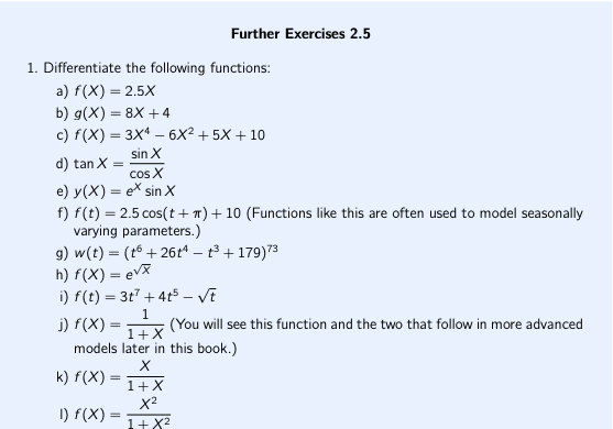 Solved Further Exercises 2 5 1 Differentiate The Followi Chegg Com