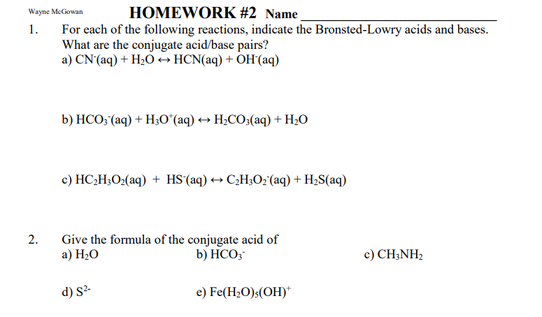 Solved HOMEWORK #2 Name 1. For each of the following | Chegg.com