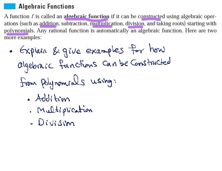 Solved Algebraic Functions A function f is called an | Chegg.com