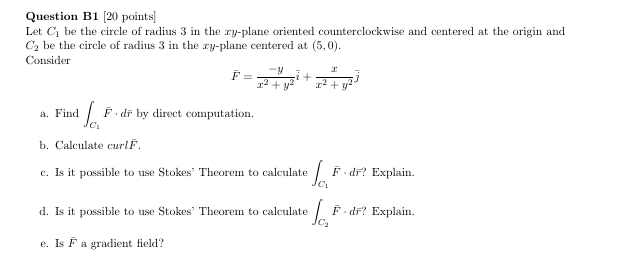 Solved Question B1 [20 points] Let C1 be the circle of | Chegg.com