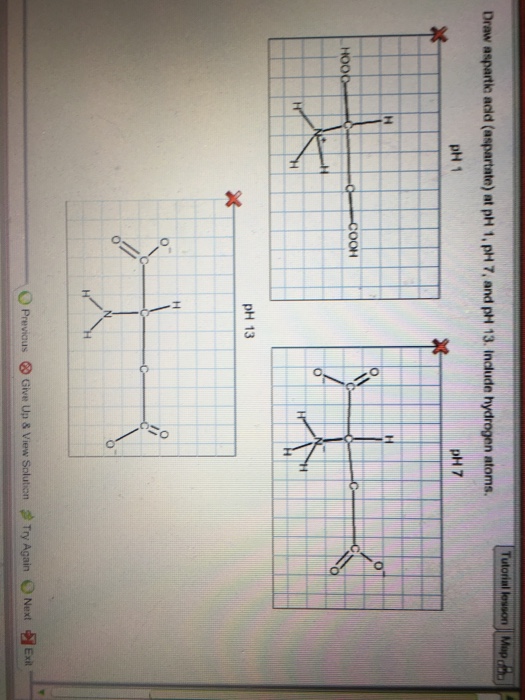 Solved Draw Aspartic Acid Aspartate At Ph 1 Ph 7 And Ph 7379