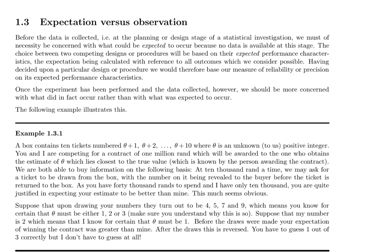 Solved 1.3 Expectation versus observation Before the data is | Chegg.com