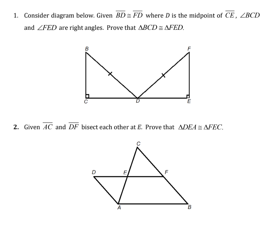 Solved 1. Consider Diagram Below. Given BD=FD Where D Is The | Chegg.com