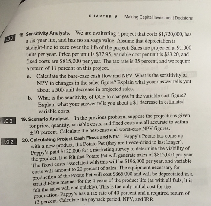 Solved CHAPTER 9 Making Capital Investment Decisions 18. | Chegg.com