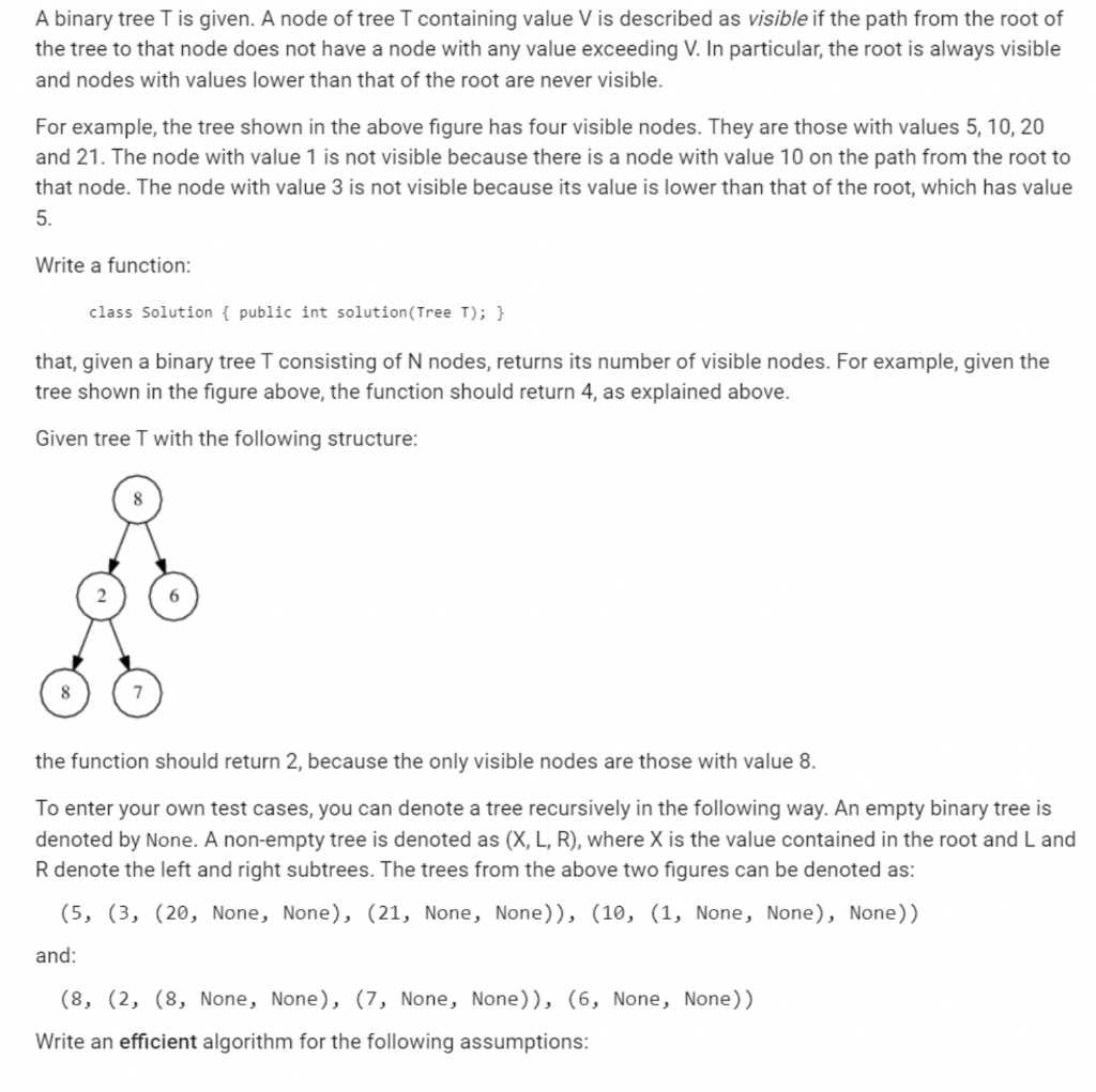 Solved A binary tree is either an empty tree or a node | Chegg.com