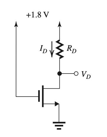 Solved The MOSFET in the circuit shown has Vt = 0.5 ﻿V, | Chegg.com