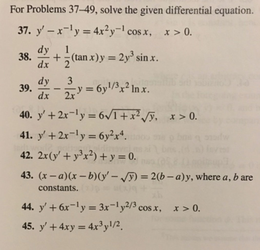 Solved For Problems 37–49, solve the given differential | Chegg.com