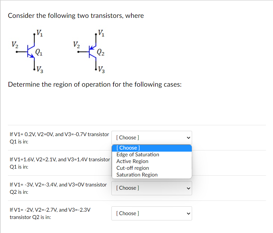 Solved Consider the following two transistors, where | Chegg.com