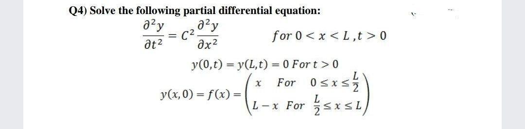 Solved (4) Solve The Following Partial Differential | Chegg.com