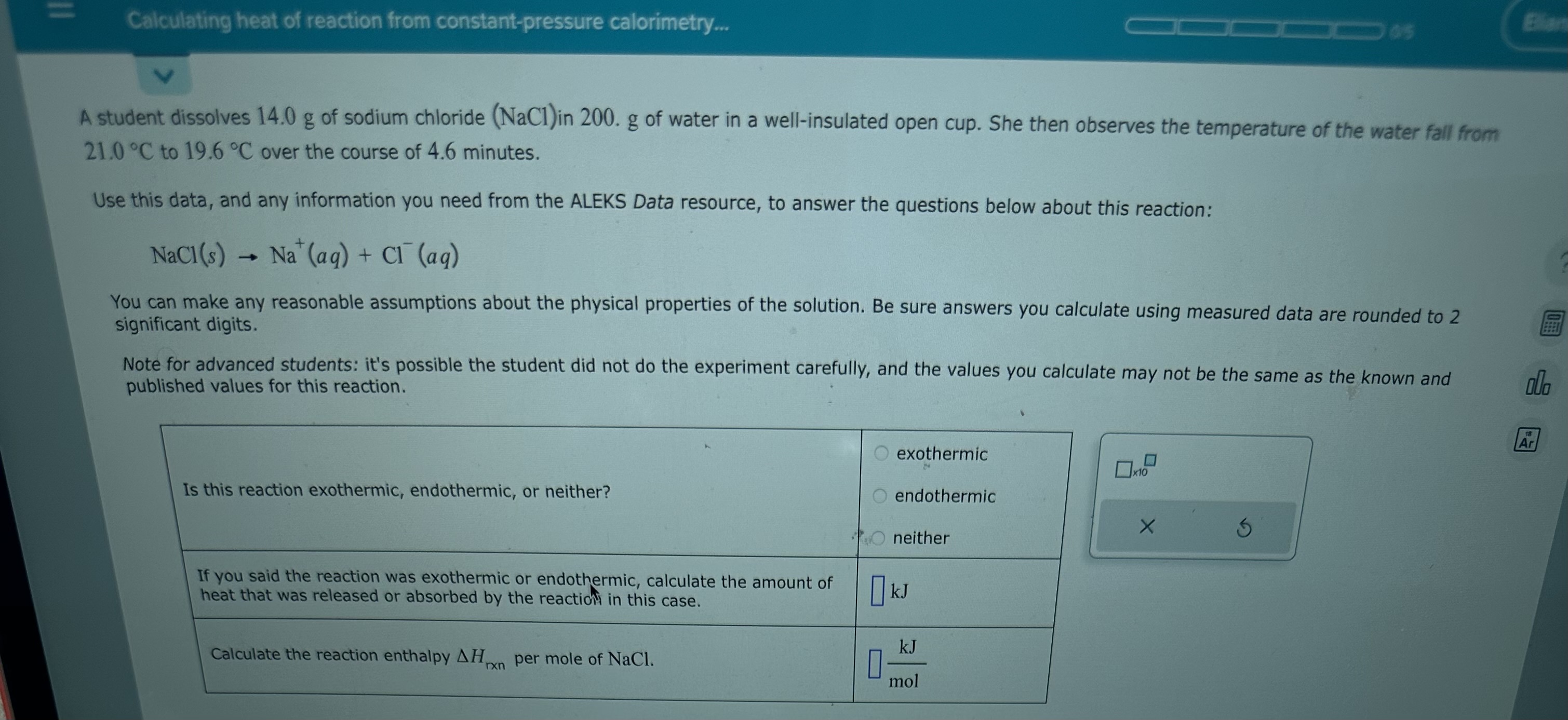 Solved student dissolves 14.0 g of sodium chloride (NaCl) in