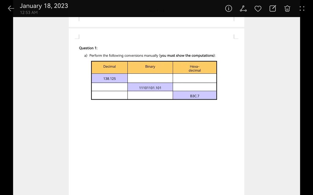 Solved A) Perform The Following Conversions Manually (you | Chegg.com