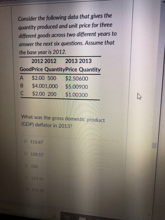 Solved Consider the following data that gives the quantity
