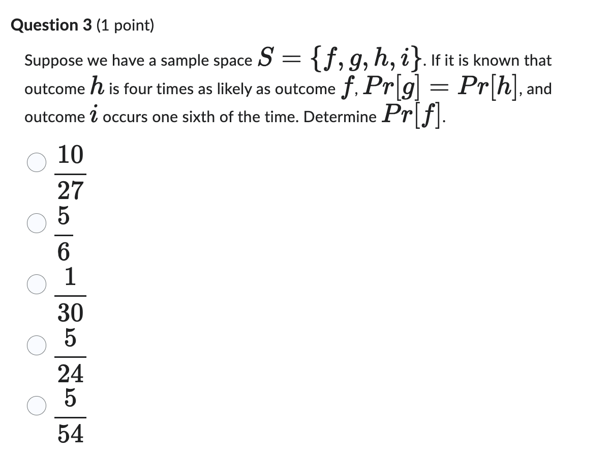 Solved Question 3 (1 ﻿point)Suppose we ﻿have a sample space | Chegg.com
