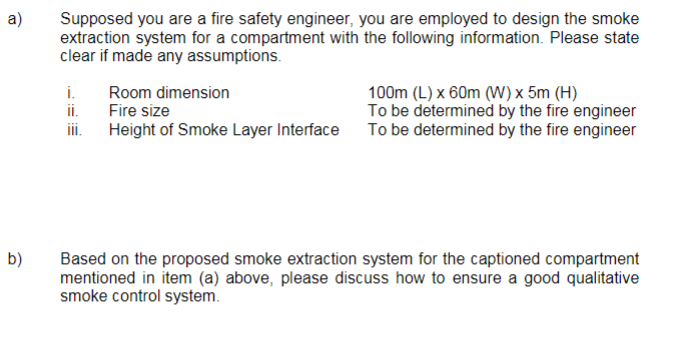 Solved a) Supposed you are a fire safety engineer, you are | Chegg.com