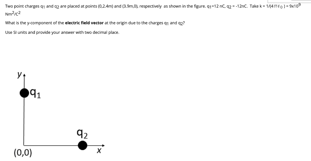 Solved Two point charges 91 and q2 are placed at points | Chegg.com