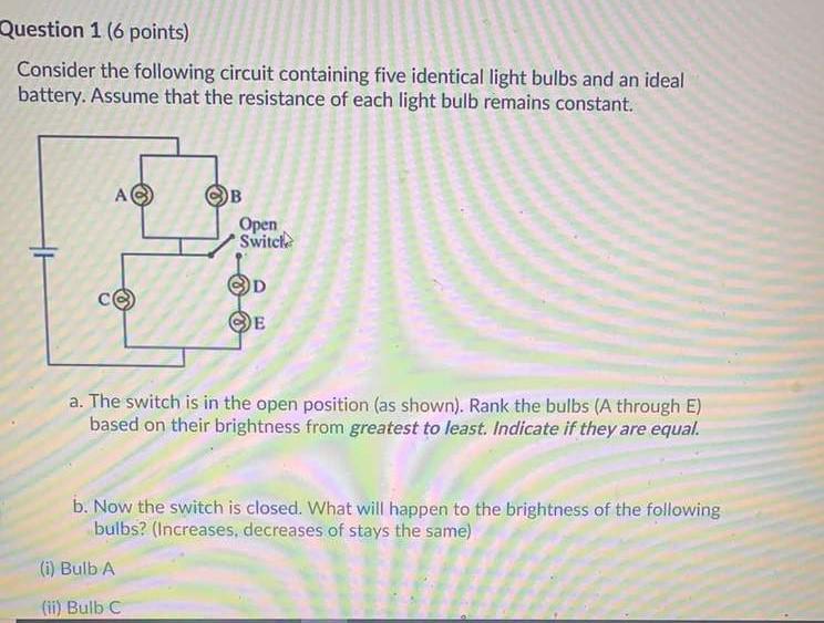 Solved Question 1 (6 Points) Consider The Following Circuit | Chegg.com