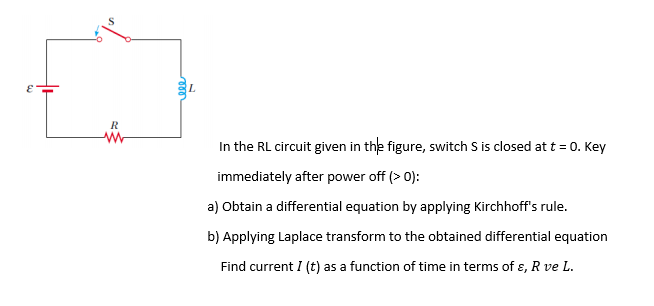 Solved R In the RL circuit given in the figure, switch S is | Chegg.com