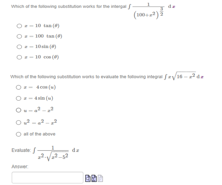 Solved 1 dr Which of the following substitution works for | Chegg.com