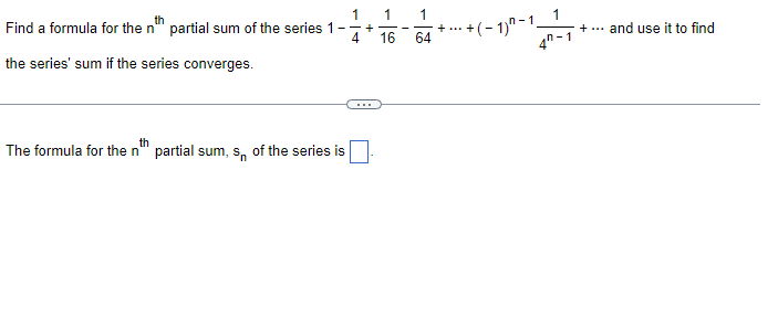 Solved Find a formula for the nth ﻿partial sum of the | Chegg.com