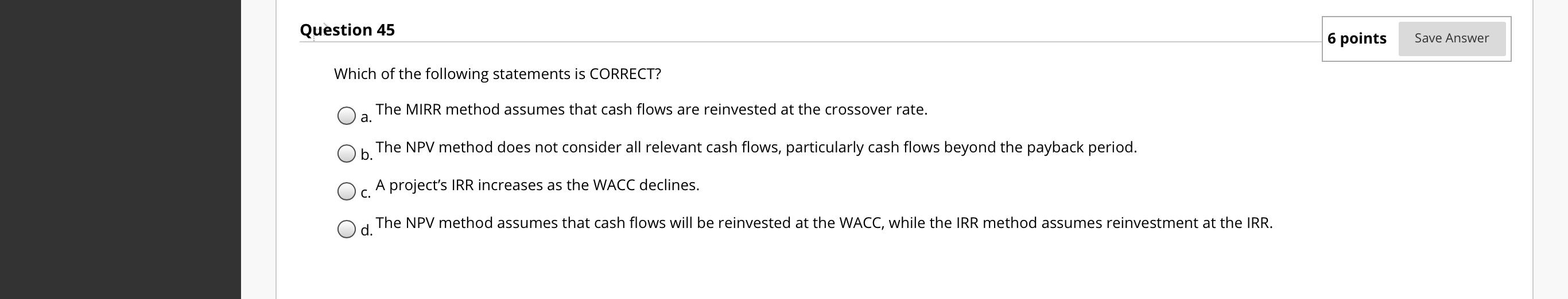 Solved Question 45 6 points Save Answer Which of the | Chegg.com