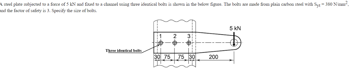 Solved A steel plate subjected to a force of 5 kN and fixed | Chegg.com