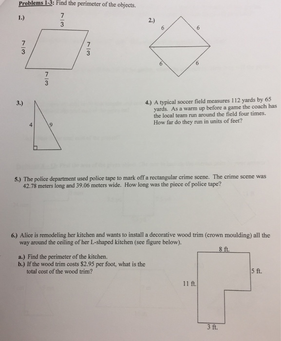 Solved 1 Find the perimeter of this regular hexagon 2 Find | Chegg.com