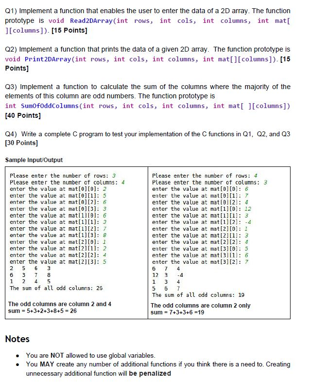 Solved Q1) Implement a function that enables the user to | Chegg.com
