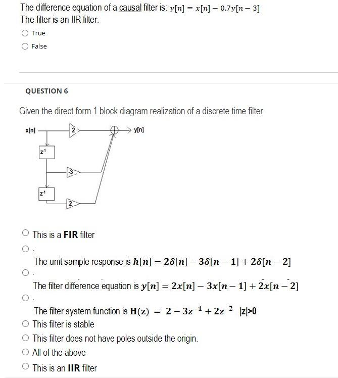 Solved The difference equation of a causal filter is y[n] =