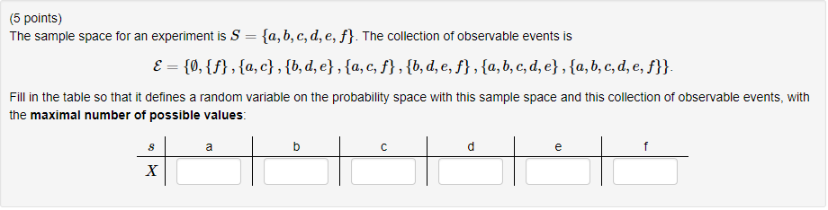 Solved (5 points) The sample space for an experiment is S | Chegg.com