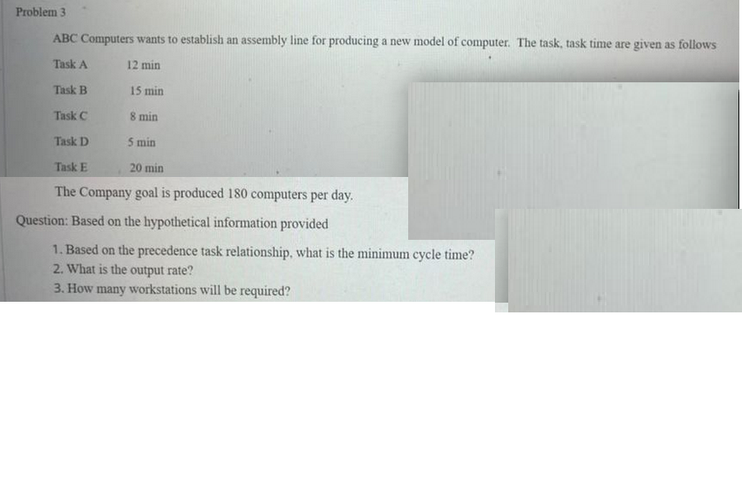 Solved ABC Computers wants to establish an assembly line for | Chegg.com