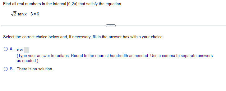 Solved Find all real numbers in the interval [0,2π] that | Chegg.com