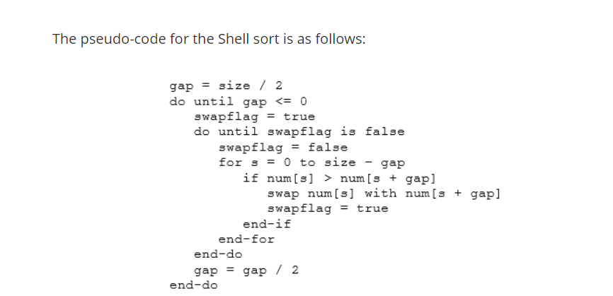 Shell sort